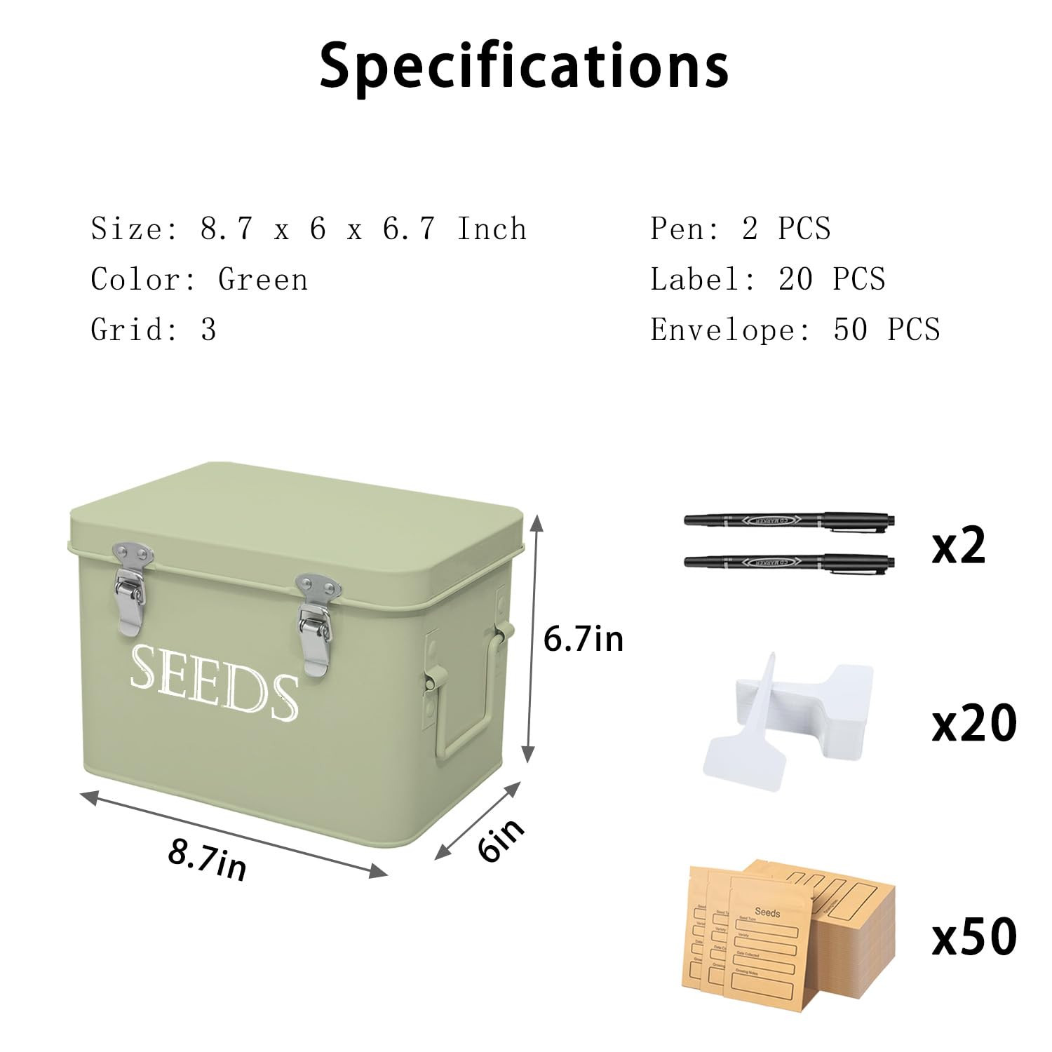 VERENIX Seed Storage Box, Professional All-in-one Kit with 2 Pens, 20 Plant Labels and 150 Seed E... | Amazon (US)