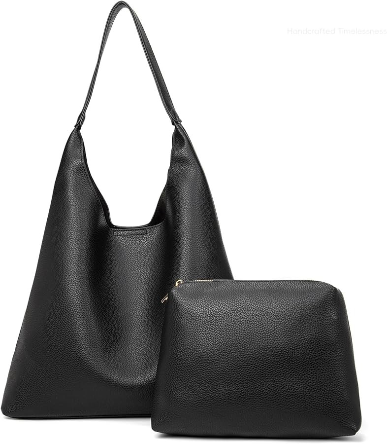 Slouchy Tote Hobo Bag for Women, Magnetic Closure Shoulder Bag with Square Zipper Mini Pouch Set | Amazon (US)