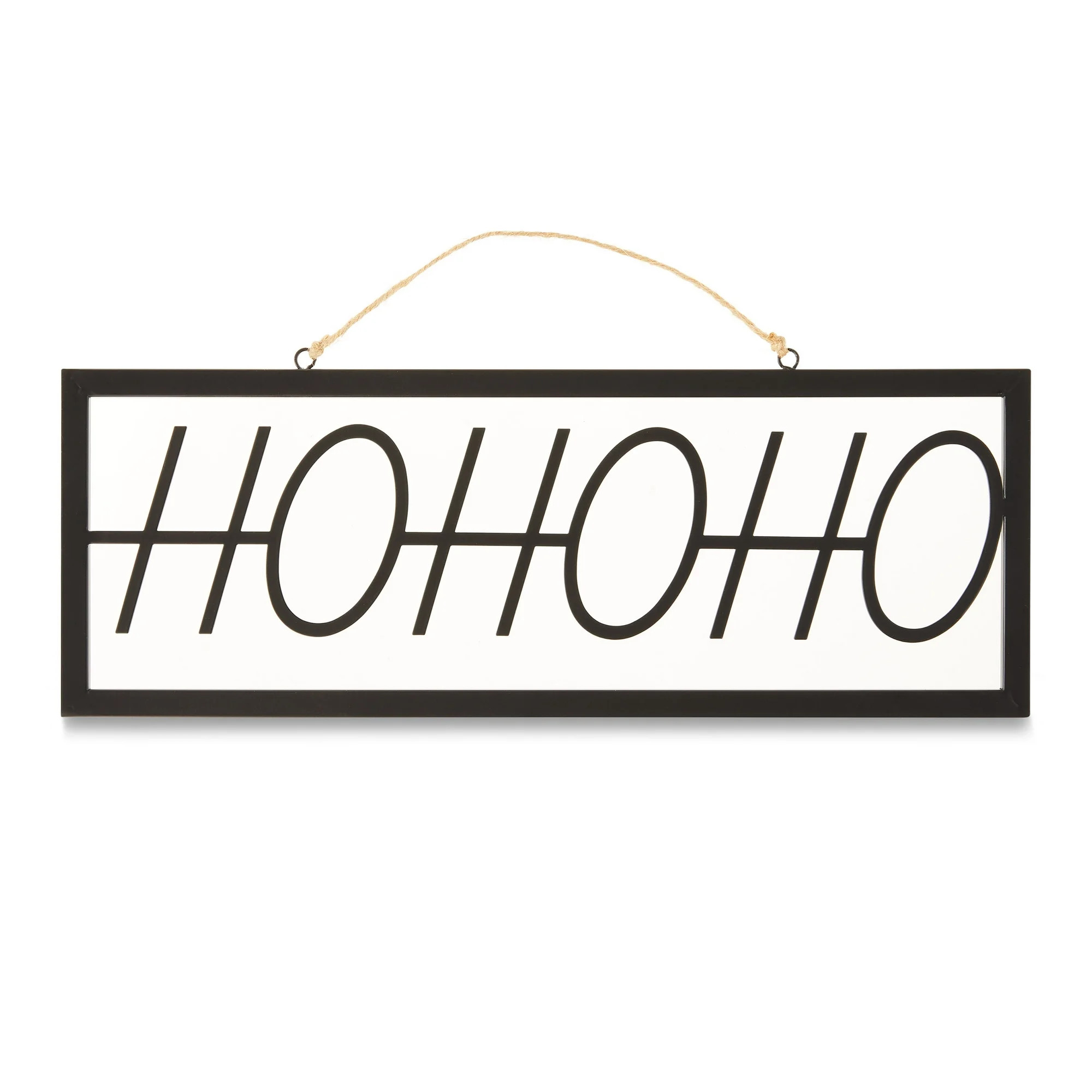 16" x 5.75" Metal HoHoHo Sign Modern Christmas Decoration, Black, Holiday Time | Walmart (US)