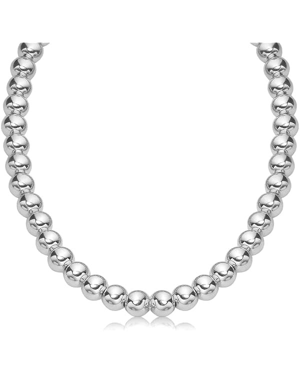 Verona Jewelers Sterling Silver 7MM 8MM Italian Ball Chain Necklace - Handmade Silver Bead Neckla... | Amazon (US)