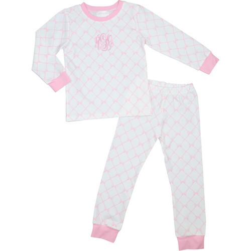 Pink Knit Bow Trellis Pajamas | Cecil and Lou