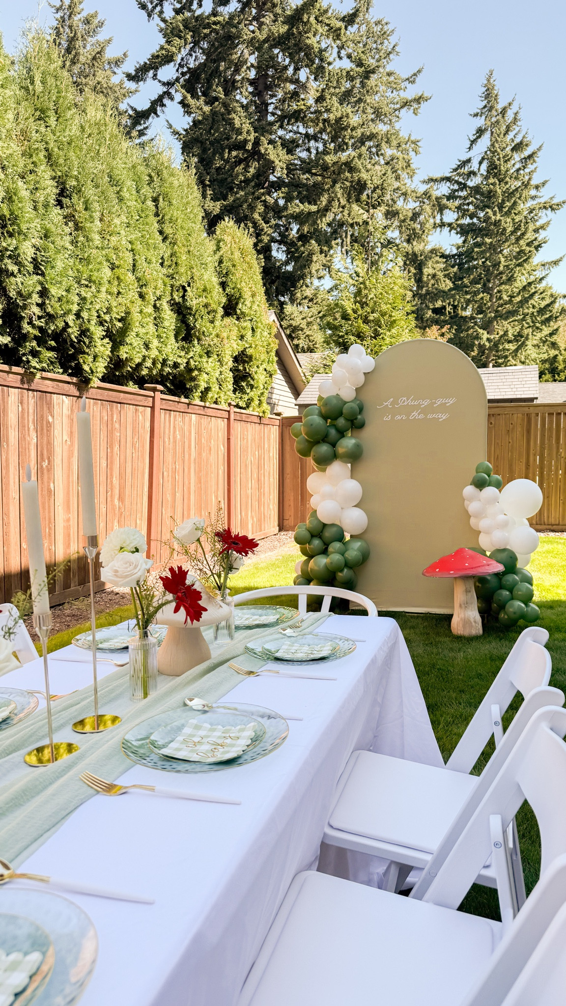 Mushroom themed baby shower! 

bud vases, Sage green tablecloth, plastic plate, mushroom lamp, artificial baby’s breath flower pick, ballon arch kit, plaid cocktail napkins, home finds, paper lanterns, butterfly wall decals, tablevcloth, arch stand, chairs, tables, candles, candle holder

#LTKSeasonal #LTKParties #LTKHome