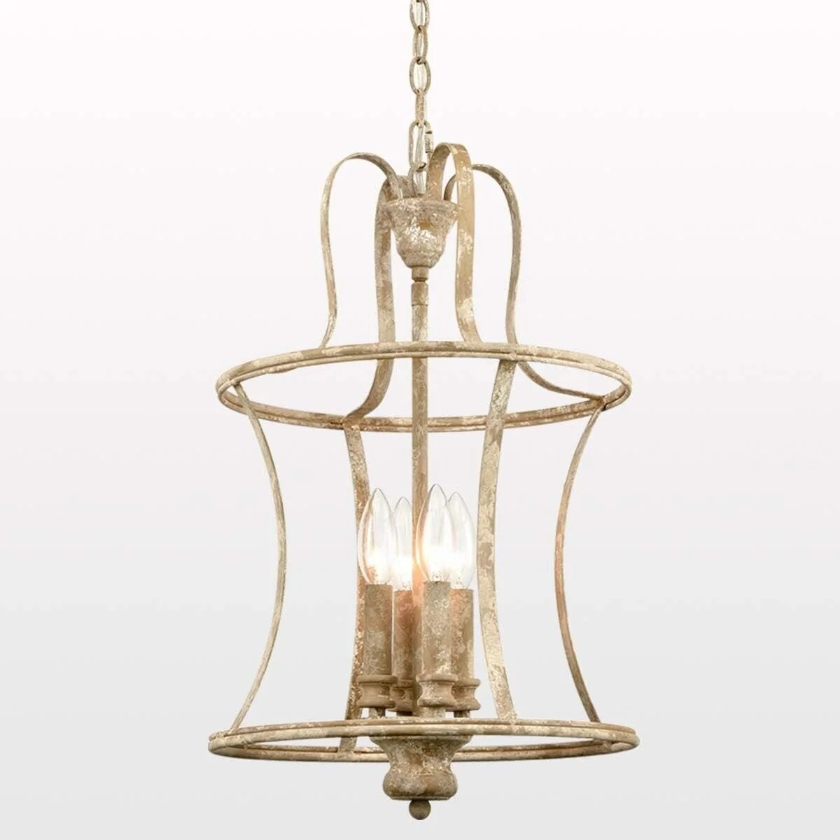 Farmhouse Chandelier 4-Light Distressed Off-White Dining Room Lighting Fixtures | Walmart (US)