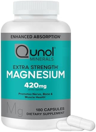 Qunol Magnesium Capsules 420mg, 100% DV, High Absorption Magnesium Supplement, Extra Strength, Bo... | Amazon (US)