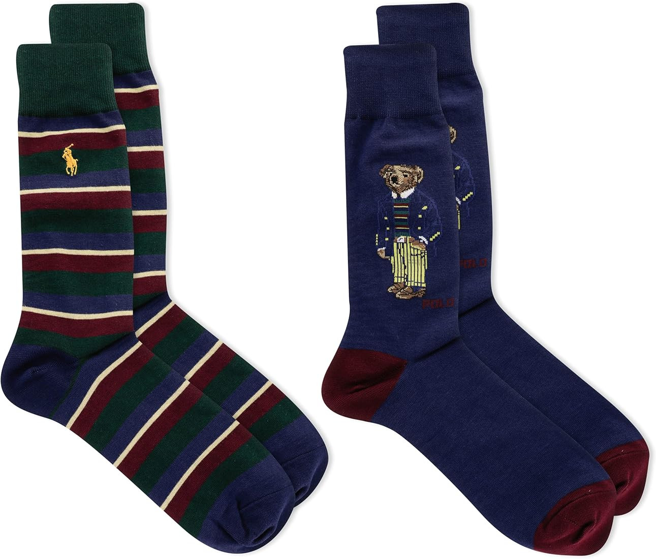 Polo Ralph Lauren Men's Tossed Martini Bear Slack Socks 2 Pack | Amazon (US)