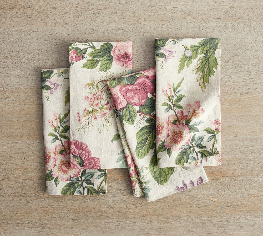 Garden Floral Cotton/Linen Napkins - Set of 4 | Pottery Barn (US)