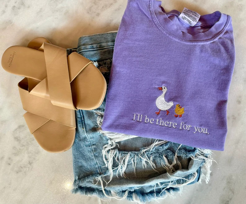 Embroidered Chick and Duck T-shirt - Friends Gift | Etsy (US)