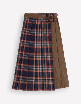 Boden Women's Pleated Midi Kilt in Blue | Size 10 | Boden (US)