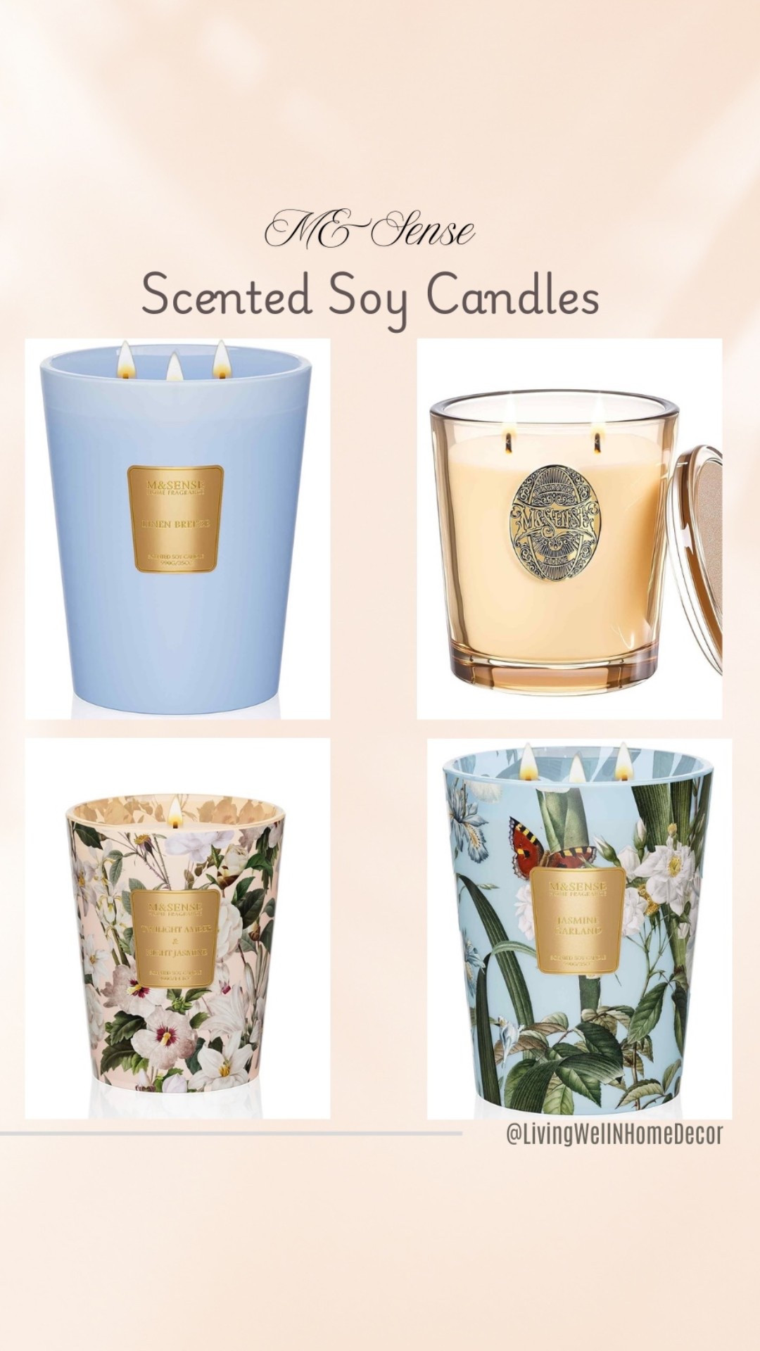 Not only does M&Sense candles come in various pretty packaging, they are Infused with non-toxic premium essential oils. These candles are Free from parabens, phthalates, and paraffin, they are ideal for creating a welcoming atmosphere in generously-sized rooms.
Blue candle; blue and white
Found them on Amazon 

#LTKSeasonal #LTKHome #LTKFindsUnder50