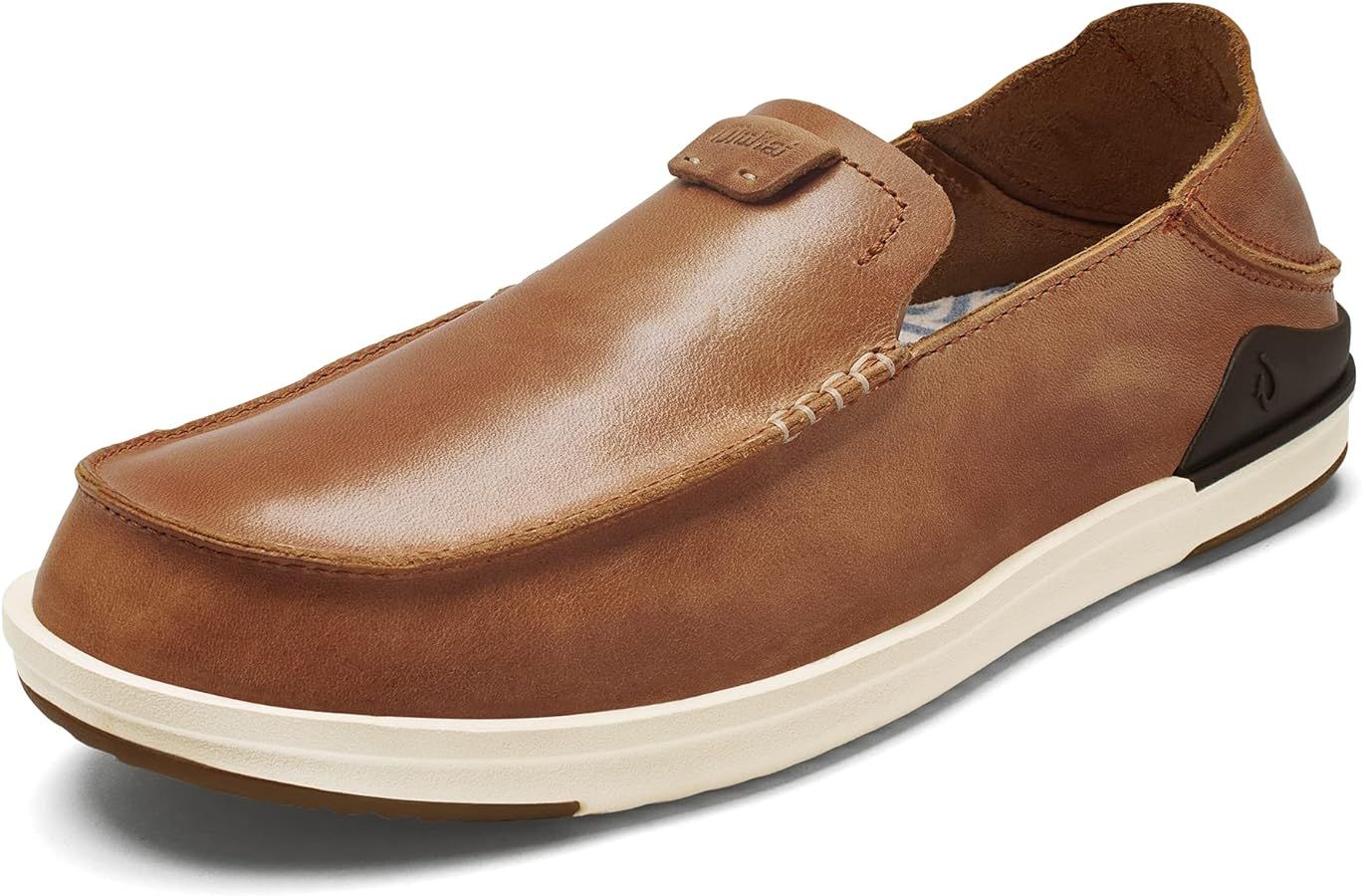OLUKAI Kakaha Men's Slip-On Shoes, Full-Grain Leather Sneakers, Gel Insert for Comfort & Support,... | Amazon (US)