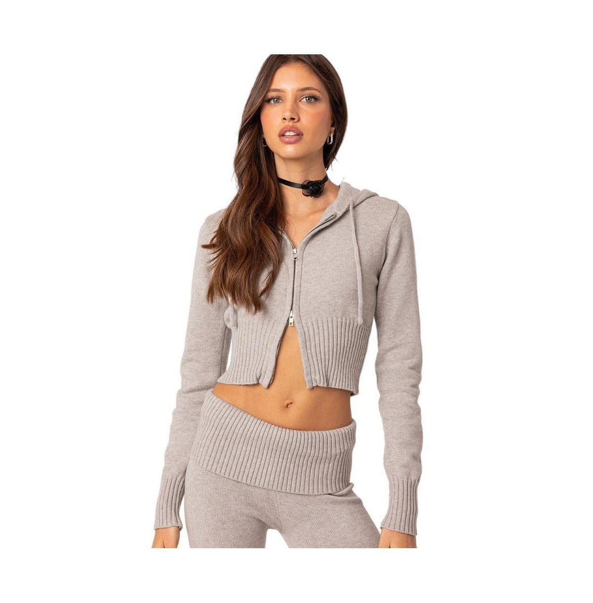 Edikted Women's Desiree knitted hooded cardigan - Gray-melange | Macy's