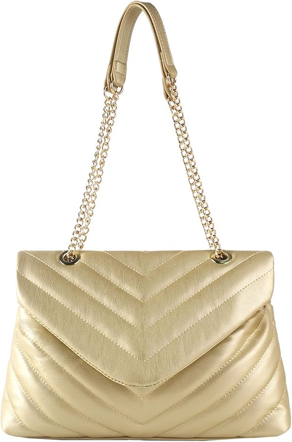 Women Shoulder Bag, Fashionable Quilted Vegan leather Crossbody Purses with Adjustable Chain Desi... | Amazon (US)