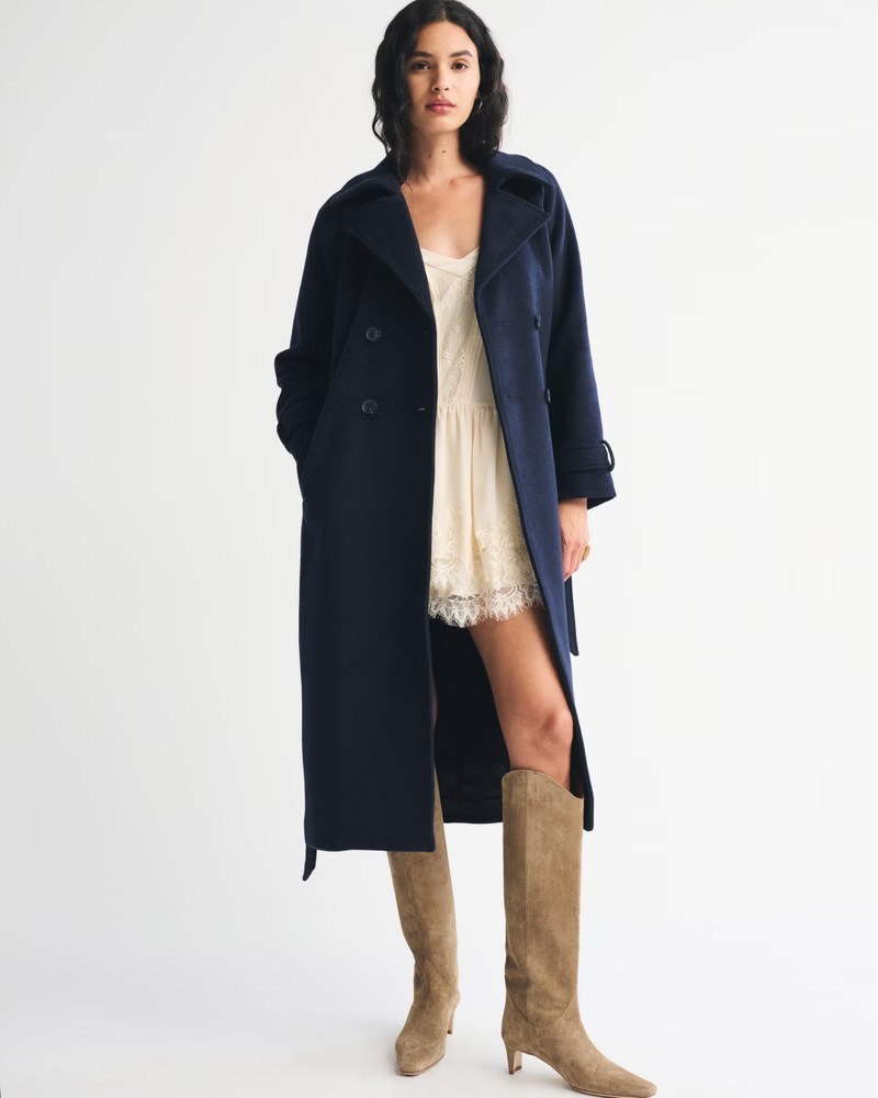 Women's A&F Carrie Wool-Blend Trench Coat | Women's Coats & Jackets | Abercrombie.com | Abercrombie & Fitch (UK)