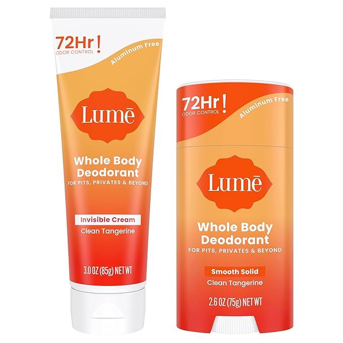 Lume Whole Body Deodorant - Invisible Cream Tube and Solid Stick - 72 Hour Odor Control - Aluminu... | Amazon (US)