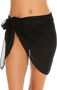 Women Short Sarongs Beach Wrap Sheer Bikini Wraps Chiffon Cover Ups for Swimwear S-3XL | Amazon (US)