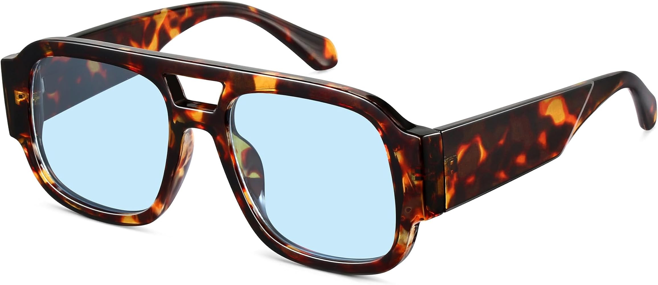 Square Aviator Sunglasses Y2K Double Bridge UV400 Women Men | Amazon (US)