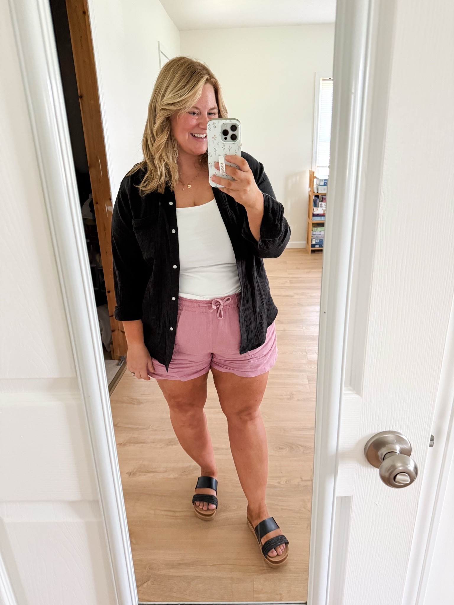 Wearing an XL in my linen shorts.  They might be sold out in this color so linking similar.  My gauze button down is a large and my tank is an XL. 

Postpartum outfit

#LTKMidsize #LTKBump #LTKSeasonal