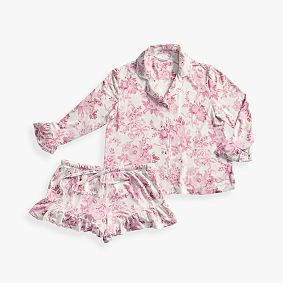 LoveShackFancy Garden Damask Ruffle Short Pajama Set | Pottery Barn Teen