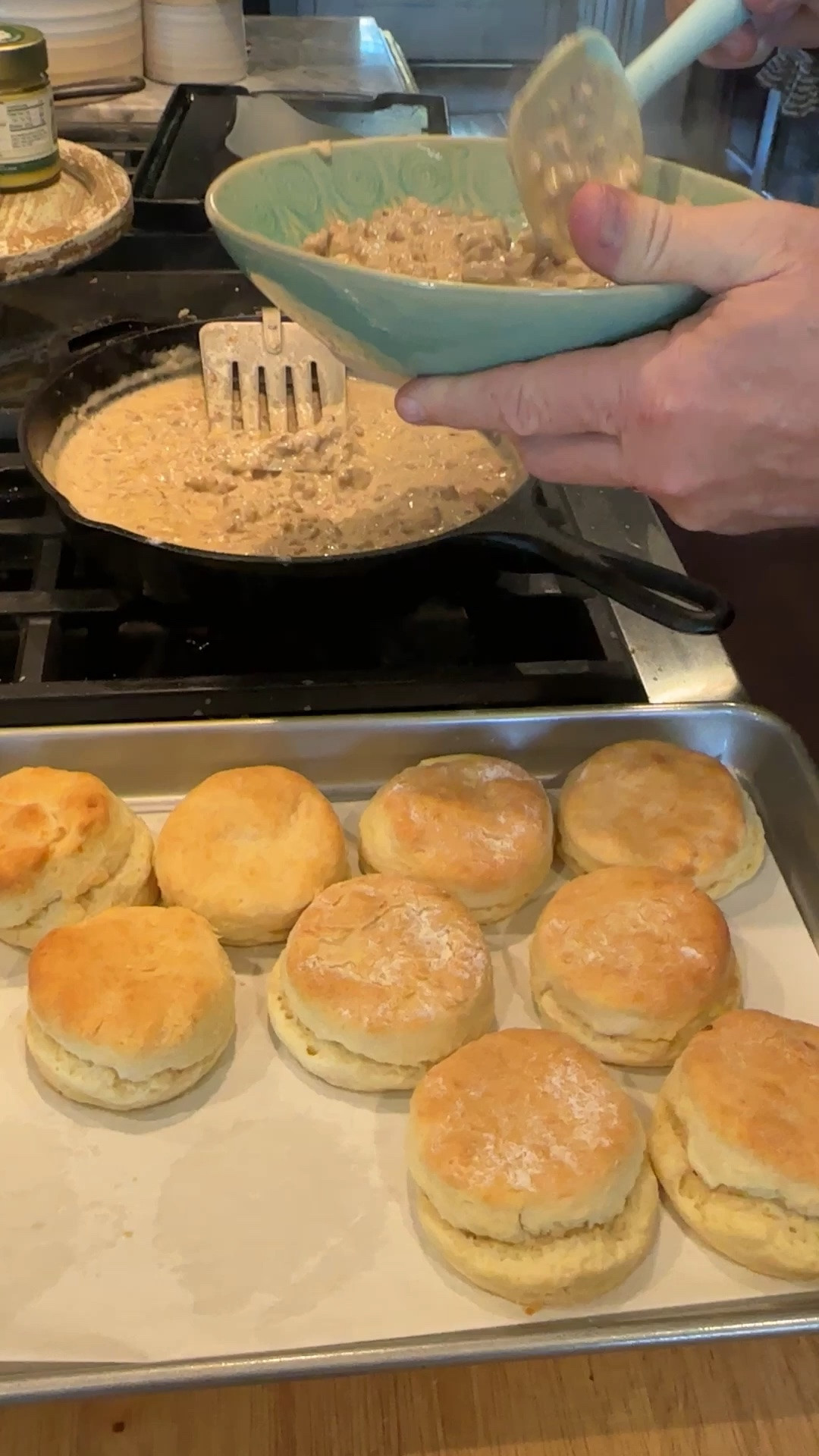 Sunday mornings around here mean biscuits and gravy, and the secret is all in the tools. A good baking sheet gives you tall, golden biscuits with crisp bottoms (no soggy middles). And this cast iron skillet is what makes the gravy so good. The even heat keeps it from scorching while the sausage flavor builds into something rich and creamy. My husband went back for seconds, which tells you everything. 

Just another example of what you can make with a good cast iron skillet and a baking sheet. 

 #LTKHome #LTKfinds #LTKfamily #castironskillet #bakingsheet #biscuitsandgravy #castironcooking #scratchcooking #LTKmorningroutine #LTKfoodie #LTKHome