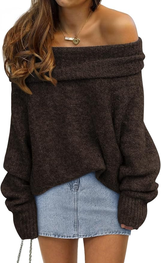 LILLUSORY Off The Shoulder Sweater Oversized Fall Going Out Tops | Amazon (US)