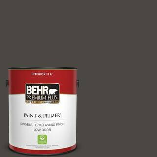 BEHR PREMIUM PLUS 1 gal. #PPU24-01 Black Mocha Flat Low Odor Interior Paint & Primer 130001 - The... | The Home Depot