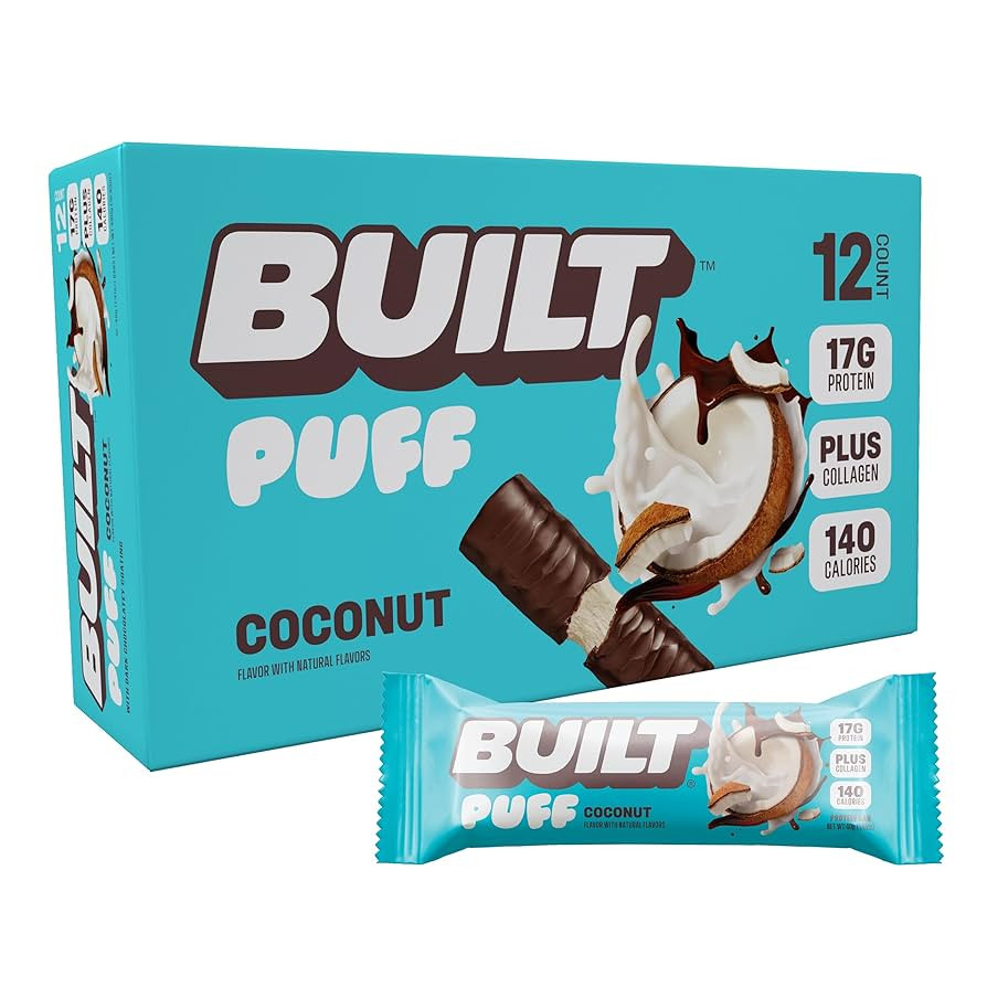 Built Bar, Puff Protein Bars, Coconut Puff, 17g Protein Snacks, On-The-Go Bars, Only 140 Calories... | Amazon (US)