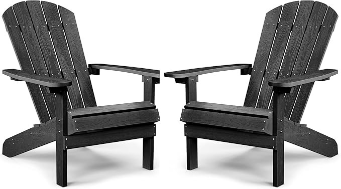 Adirondack Chairs Set of 2 Plastic Weather Resistant, Outdoor Chairs 5 Steps Easy Installation, L... | Amazon (US)