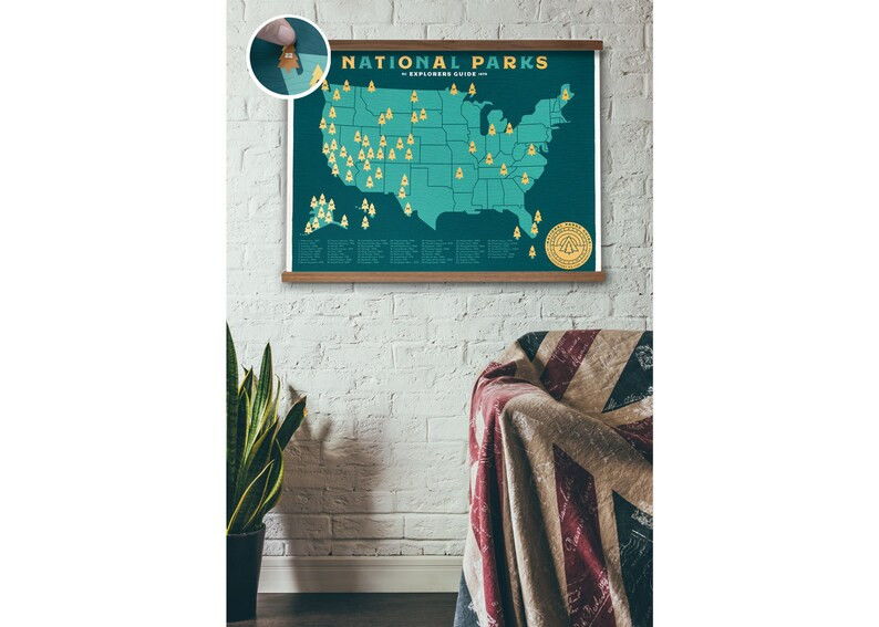 DISCOUNTED: 18x24 National Parks Gold screen-print with Tree stickers | Etsy (US)