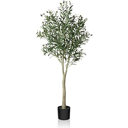 VIAGDO Artificial Olive Tree 5.25ft Tall Fake Potted Olive Silk Tree with Planter Large Faux Olive B | Amazon (US)