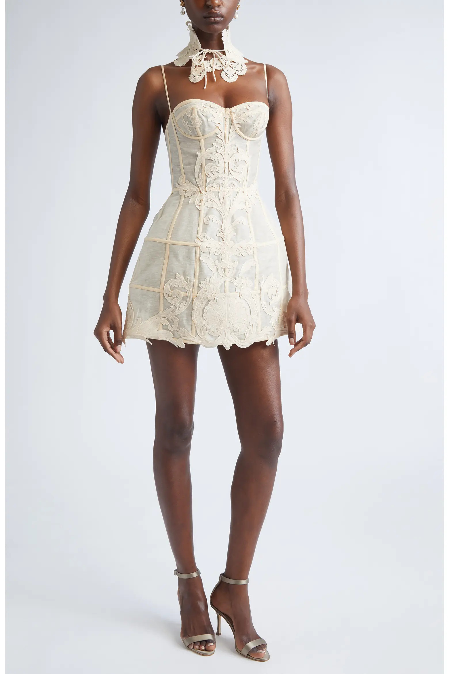 Rebellion Filigree Lace Trim Linen & Silk Minidress (Women) | Nordstrom | Nordstrom