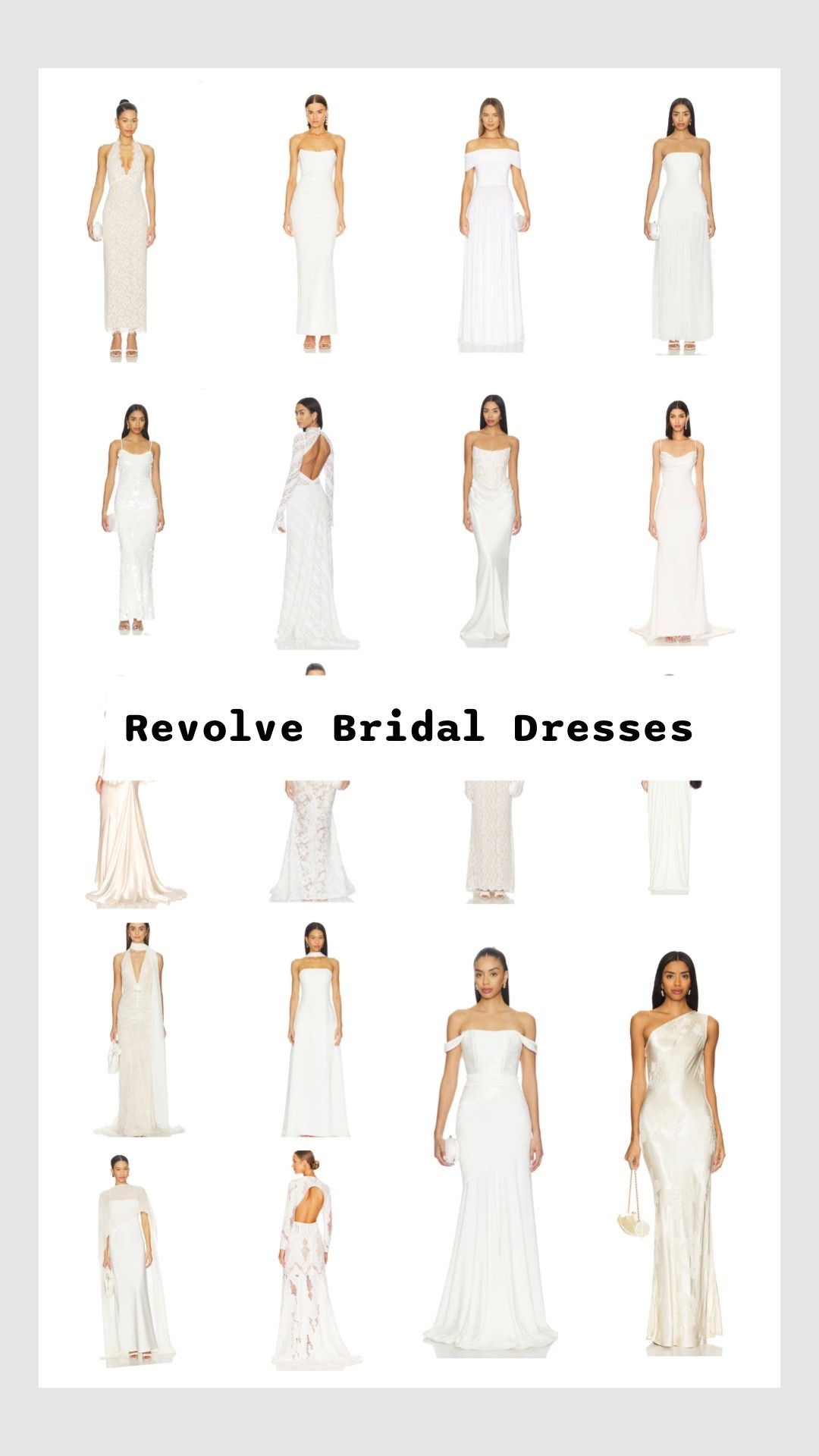 Simple white bridal dresses at Revolve. 

Reception dresses, bride wedding dresses, courthouse elopement dresses, long white dresses, minimalist wedding dresses, or micro wedding dresses.

#LTKWedding #LTKSeasonal