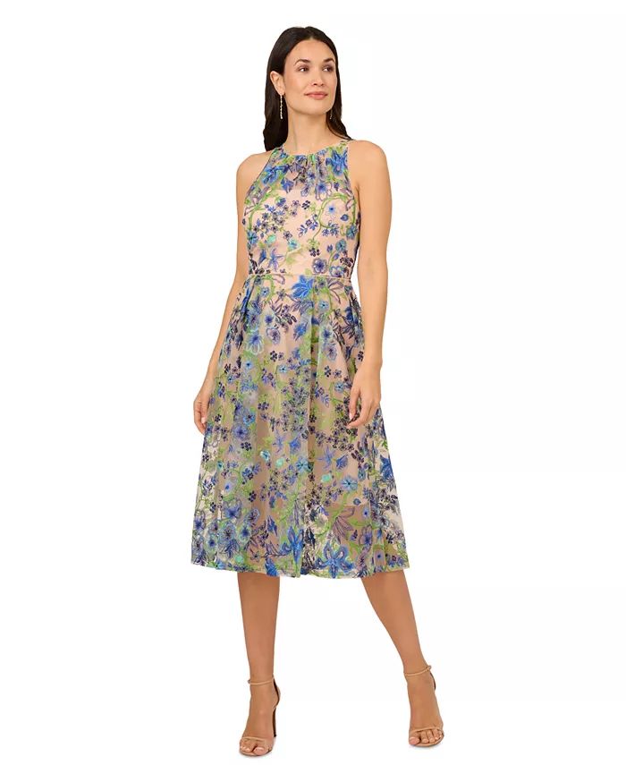 Floral Embroidered Fit & Flare Party Dress | Macy's