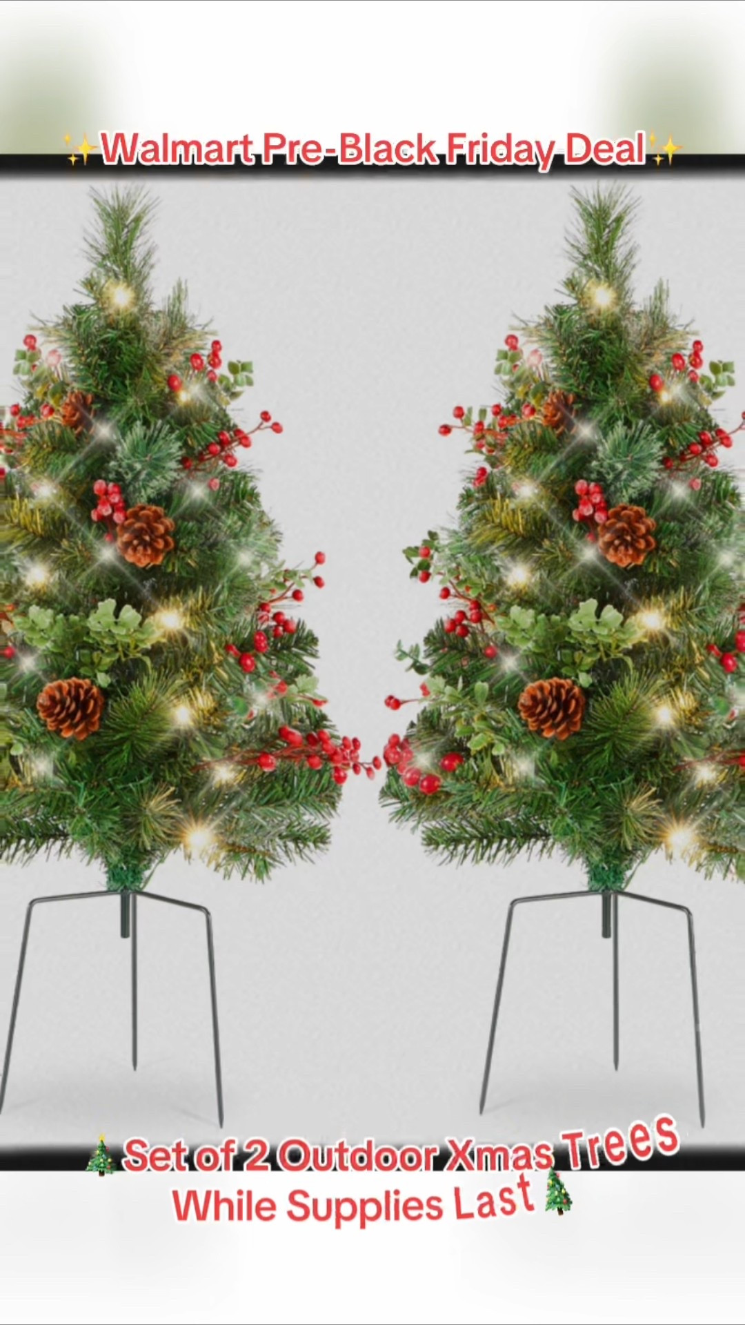 🔺 ✨ Pre-Black Friday Find - Online Only🔺✨🎄🔗 

✨🎄 Set of 2 Outdoor Pathway Christmas Trees Decor with LED lights. Water and flame resistant and metal stakes.  Comes on flocked, frosted, green w/berries, and green. While Supplies Last! @shop.ltk

#WalmartFinds  #HolidayDecor #ChristmasInspo #TwinkleTrees #FestiveHome #HolidayAesthetic #AffiliateLink


#LTKSeasonal #LTKHoliday