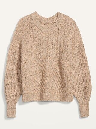 Cozy Cable-Knit Blouson-Sleeve Sweater for Women | Old Navy (US)