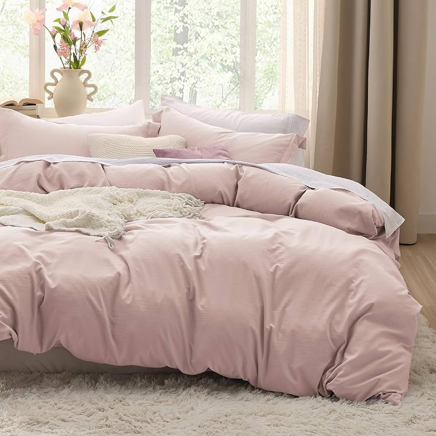 Bedsure Rose Pink Duvet Cover King Size - 3 Pieces Prewashed Extra Soft Bedding Set, Includes 1 D... | Amazon (US)