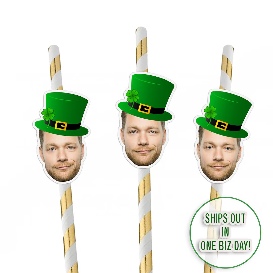 Groom Head Leprechaun Straws With Optional Matching Leprechaun Face Confetti, St Patricks Day Bac... | Etsy (US)