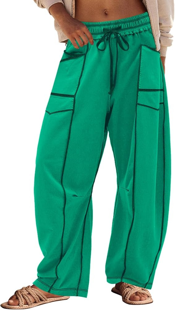 Panadila Womens Barrel Pants Drawstring Wide Leg Sweatpants Baggy Summer Lounge Pants Casual Beac... | Amazon (US)