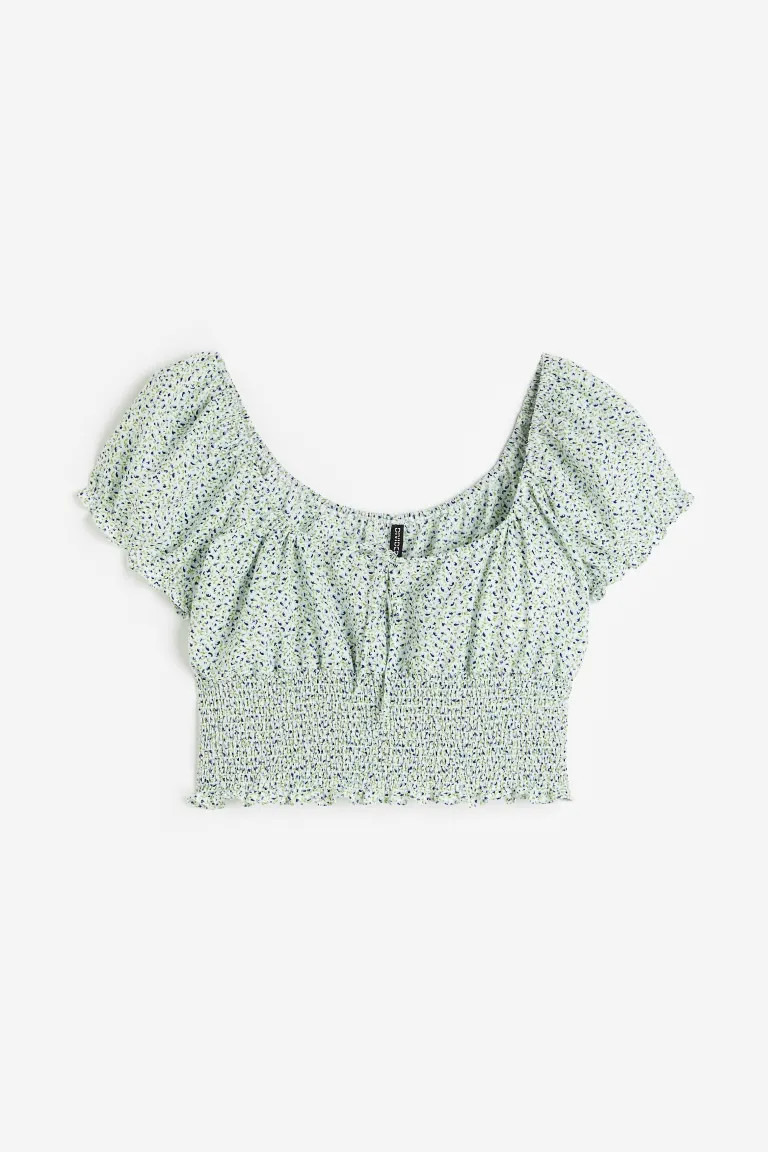H&M+ Puff-sleeved Smocked Blouse | H&M (US + CA)