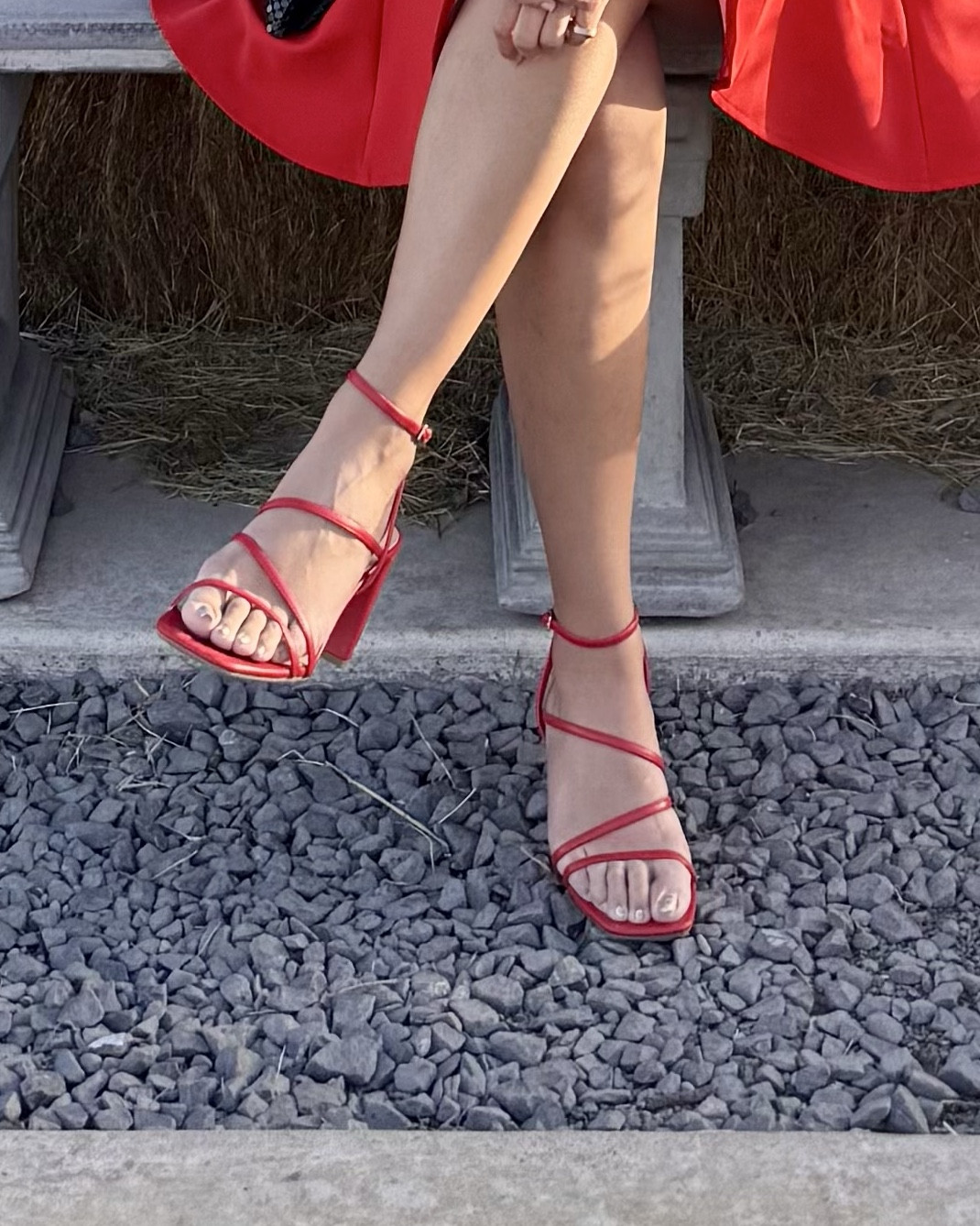 Perfect and most comfortable red strappy block heels! 👠 
(Wore them for 10 hours straight and my feet wasn’t hurting) 
They are on sale right now! 