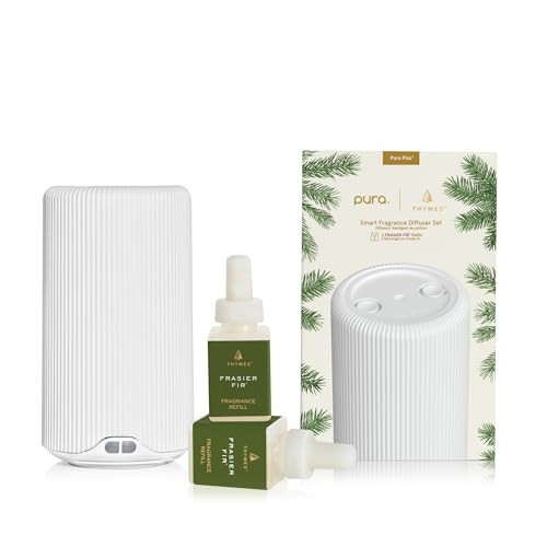 Thymes Pura Plus Smart Home Fragrance Diffuser Kit - Includes 1 Tabletop Pura Diffuser and 2 Frasier Fir Pura Refills - Notes of Siberian Fir, Cedarwood & Sandalwood | Amazon (US)