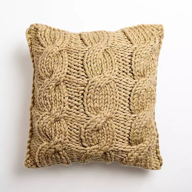 New! Taupe Chunky Knit Pillow | Kirkland's Home