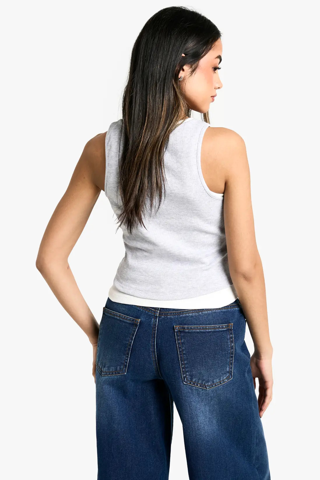 2 In1 Double Layer Rib Top | Boohoo.com (UK & IE)