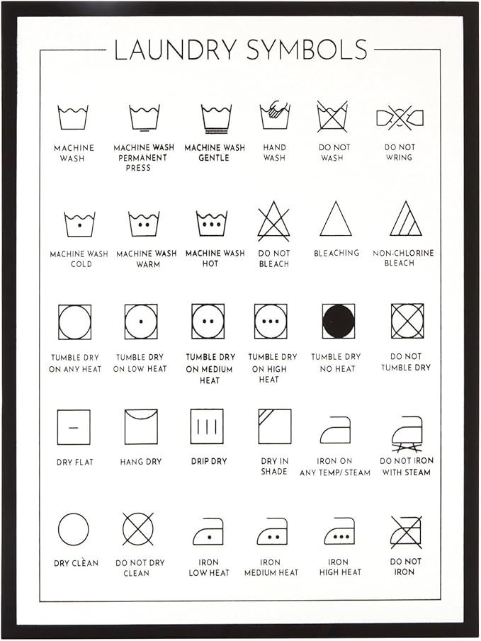 Framed Laundry Symbols Wall Art Canvas, Laundry Room Decor Sign (12 x 16 In) | Amazon (US)
