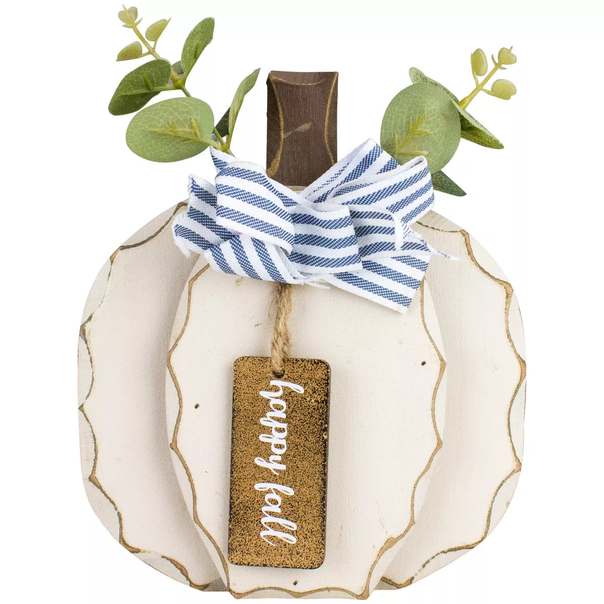 Northlight 9" Beige Happy Fall Wooden Pumpkin Fall Harvest Decoration | Target