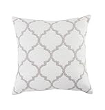 LR Home Taupe Geomtric Lattice Indoor/Outdoor Throw Pillow, 20"X20", White/Gray | Amazon (US)