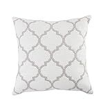 LR Home Taupe Geomtric Lattice Indoor/Outdoor Throw Pillow, 20"X20", White/Gray | Amazon (US)