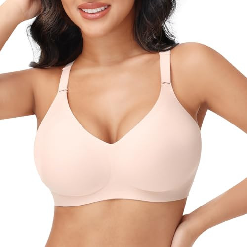 PoseFree Jelly Bra Wireless with Buttery Soft Comfort, Full Coverage Cups & Natural Supportive Lift Nude 3XL | Amazon (US)