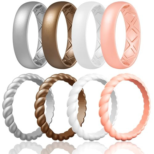 Egnaro Engagement Rings Women, Inner Arc Ergonomic Breathable Design Silicone Rubber Wedding Bands | Amazon (US)