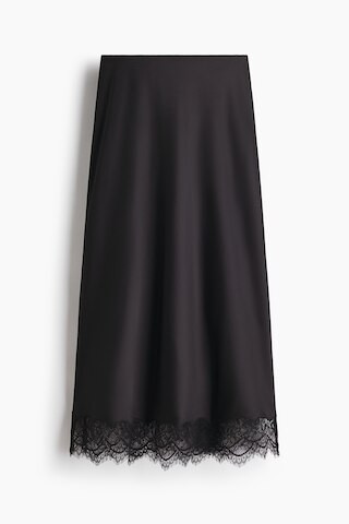 H & M - MAMA Lace-trimmed satin skirt - Black | H&M (US + CA)