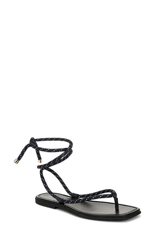Veronica Beard Carmina Ankle Wrap Sandal in Eclipse/Coconut at Nordstrom, Size 12 | Nordstrom